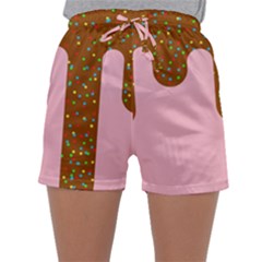 Ice Cream Dessert Food Cake Chocolate Sprinkles Sweet Colorful Drip Sauce Cute Sleepwear Shorts by Maspions