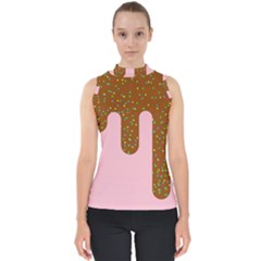 Ice Cream Dessert Food Cake Chocolate Sprinkles Sweet Colorful Drip Sauce Cute Mock Neck Shell Top by Maspions