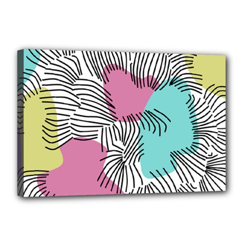 Lines Line Art Pastel Abstract Multicoloured Surfaces Art Canvas 18  X 12  (stretched)