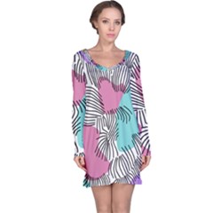 Lines Line Art Pastel Abstract Multicoloured Surfaces Art Long Sleeve Nightdress