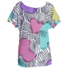 Lines Line Art Pastel Abstract Multicoloured Surfaces Art Women s Oversized T-shirt