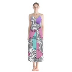 Lines Line Art Pastel Abstract Multicoloured Surfaces Art Button Up Chiffon Maxi Dress by Maspions