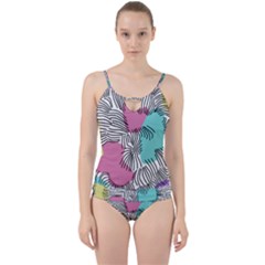 Lines Line Art Pastel Abstract Multicoloured Surfaces Art Cut Out Top Tankini Set