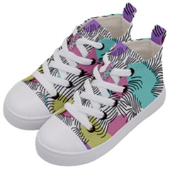 Lines Line Art Pastel Abstract Multicoloured Surfaces Art Kids  Mid-top Canvas Sneakers