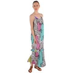 Lines Line Art Pastel Abstract Multicoloured Surfaces Art Cami Maxi Ruffle Chiffon Dress by Maspions