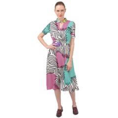 Lines Line Art Pastel Abstract Multicoloured Surfaces Art Keyhole Neckline Chiffon Dress by Maspions