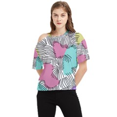 Lines Line Art Pastel Abstract Multicoloured Surfaces Art One Shoulder Cut Out T-shirt