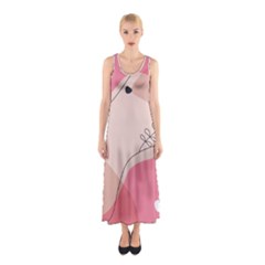 Pink Pattern Line Art Texture Minimalist Design Sleeveless Maxi Dress