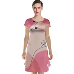 Pink Pattern Line Art Texture Minimalist Design Cap Sleeve Nightdress