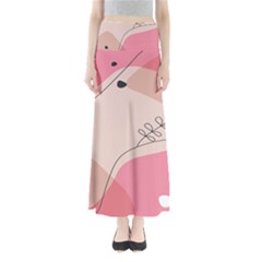 Pink Pattern Line Art Texture Minimalist Design Full Length Maxi Skirt