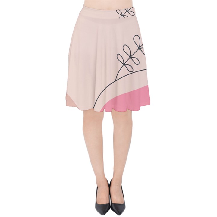 Pink Pattern Line Art Texture Minimalist Design Velvet High Waist Skirt