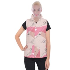 Pink Pattern Line Art Texture Minimalist Design Women s Button Up Vest by Maspions