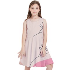 Pink Pattern Line Art Texture Minimalist Design Kids  Skater Dress