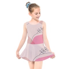 Pink Pattern Line Art Texture Minimalist Design Kids  Skater Dress Swimsuit