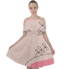 Pink Pattern Line Art Texture Minimalist Design Cut Out Shoulders Chiffon Dress