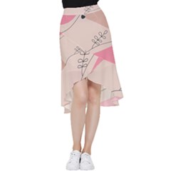 Pink Pattern Line Art Texture Minimalist Design Frill Hi Low Chiffon Skirt