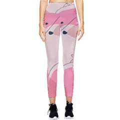 Pink Pattern Line Art Texture Minimalist Design Pocket Leggings 