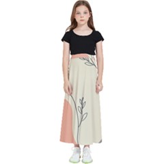 Pattern Line Art Texture Minimalist Design Kids  Flared Maxi Skirt by Maspions