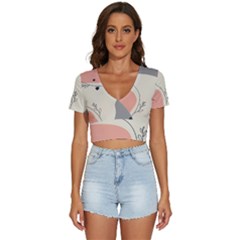 Pattern Line Art Texture Minimalist Design V-neck Crop Top