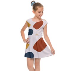 Boho Bohemian Style Design Minimalist Aesthetic Pattern Art Shapes Lines Kids  Cap Sleeve Dress