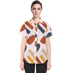 Boho Bohemian Style Design Minimalist Aesthetic Pattern Art Shapes Lines Women s Short Sleeve Shirt