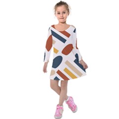 Boho Bohemian Style Design Minimalist Aesthetic Pattern Art Shapes Lines Kids  Long Sleeve Velvet Dress