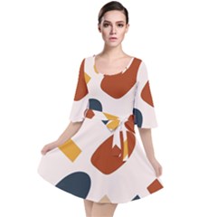 Boho Bohemian Style Design Minimalist Aesthetic Pattern Art Shapes Lines Velour Kimono Dress
