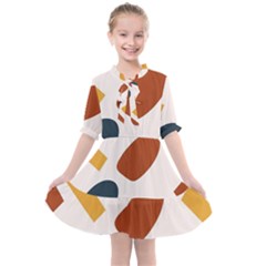 Boho Bohemian Style Design Minimalist Aesthetic Pattern Art Shapes Lines Kids  All Frills Chiffon Dress by Maspions