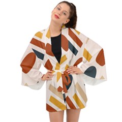 Boho Bohemian Style Design Minimalist Aesthetic Pattern Art Shapes Lines Long Sleeve Kimono