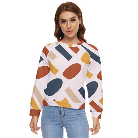 Boho Bohemian Style Design Minimalist Aesthetic Pattern Art Shapes Lines Women s Long Sleeve Raglan T-shirt by Maspions