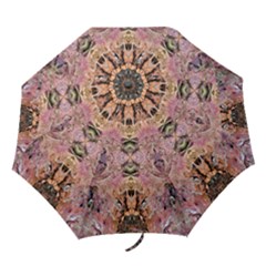 Pink On Brown Folding Umbrellas