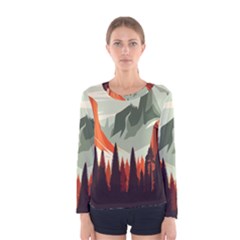 Mountain Travel Canyon Nature Tree Wood Women s Long Sleeve T-shirt