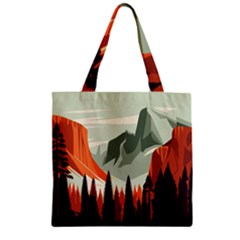 Mountain Travel Canyon Nature Tree Wood Zipper Grocery Tote Bag