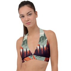 Mountain Travel Canyon Nature Tree Wood Halter Plunge Bikini Top