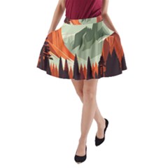 Mountain Travel Canyon Nature Tree Wood A-line Pocket Skirt