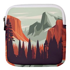 Mountain Travel Canyon Nature Tree Wood Mini Square Pouch