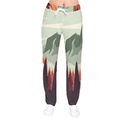 Mountain Travel Canyon Nature Tree Wood Women Velvet Drawstring Pants