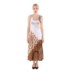 Bohemian Digital Minimalist Boho Style Geometric Abstract Art Sleeveless Maxi Dress