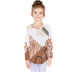 Bohemian Digital Minimalist Boho Style Geometric Abstract Art Kids  Long Sleeve T-shirt