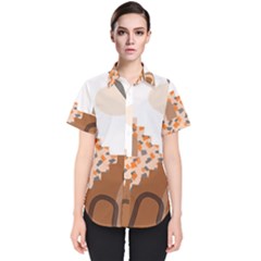 Bohemian Digital Minimalist Boho Style Geometric Abstract Art Women s Short Sleeve Shirt