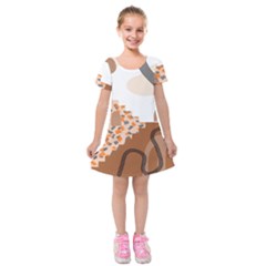 Bohemian Digital Minimalist Boho Style Geometric Abstract Art Kids  Short Sleeve Velvet Dress