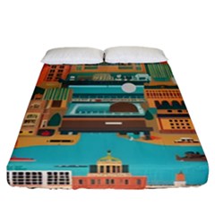 City Painting Town Urban Artwork Fitted Sheet (california King Size) by Maspions