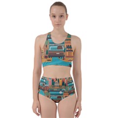 City Painting Town Urban Artwork Racer Back Bikini Set by Maspions