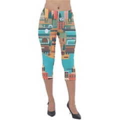 City Painting Town Urban Artwork Lightweight Velour Capri Leggings 