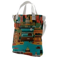 City Painting Town Urban Artwork Canvas Messenger Bag