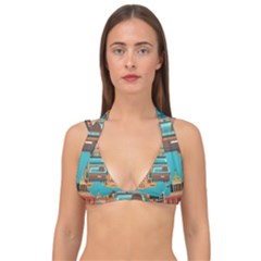 City Painting Town Urban Artwork Double Strap Halter Bikini Top