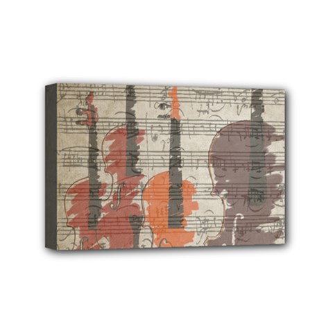 Music Notes Score Song Melody Classic Classical Vintage Violin Viola Cello Bass Mini Canvas 6  X 4  (stretched)