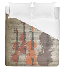 Music Notes Score Song Melody Classic Classical Vintage Violin Viola Cello Bass Duvet Cover (queen Size) by Maspions