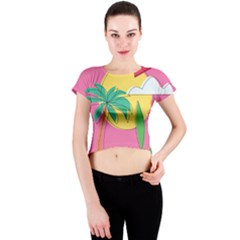 Ocean Watermelon Vibes Summer Surfing Sea Fruits Organic Fresh Beach Nature Crew Neck Crop Top