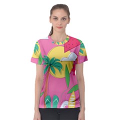 Ocean Watermelon Vibes Summer Surfing Sea Fruits Organic Fresh Beach Nature Women s Sport Mesh T-shirt